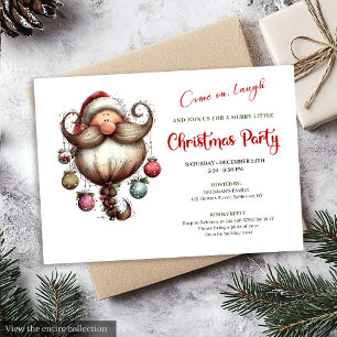 Whimsical Quirky Santa Watercolor Christmas Invite
