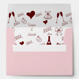 Whimsical Quirky Squiggles Pink Wedding Envelope