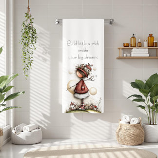 Whimsical Quote and Girl Beach Towel