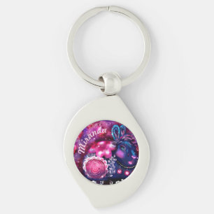 Whimsical Rabbit 'Glamour Bunny' Personalised Key Ring