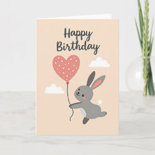 Whimsical Rabbit Heart Card