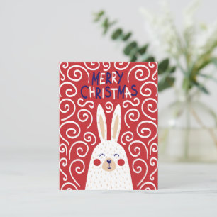 Whimsical Rabbit Merry Christmas Card