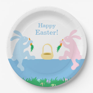 Whimsical Rabbits Easter Paper Plate
