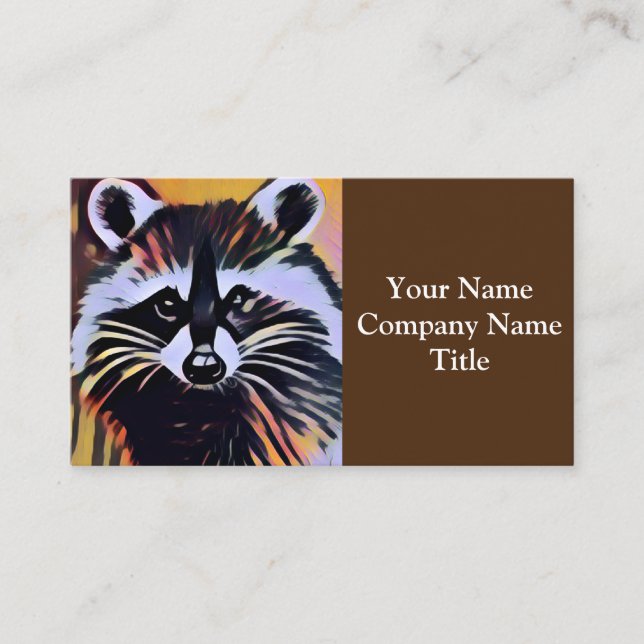Whimsical Raccoon - A Nature Inspired Design  Business Card (Front)