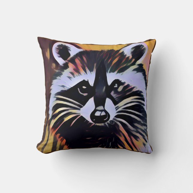 Whimsical Raccoon - A Nature Inspired Design  Cushion (Front)