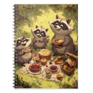 Whimsical Raccoon Family Picnic Art Notebook