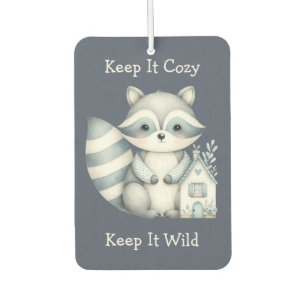 Whimsical Raccoon Night Woodland Cottage Scene Car Air Freshener