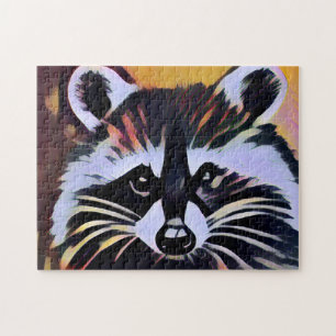 Whimsical Racoon - A Nature Inspired Design  Jigsaw Puzzle