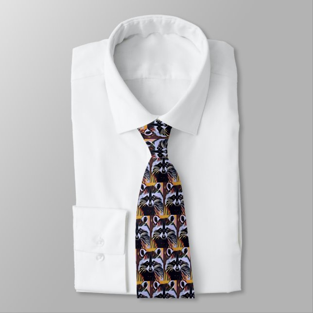 Whimsical Racoon - A Nature Inspired Design  Tie (Tied)
