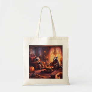 Whimsical Racoon Halloween trick or treat bag