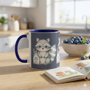 Whimsical Racoon Night Woodland Cottage Scene Mug