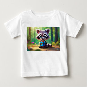 "Whimsical Racoon Puzzle Pal: Digital Art Print" Baby T-Shirt