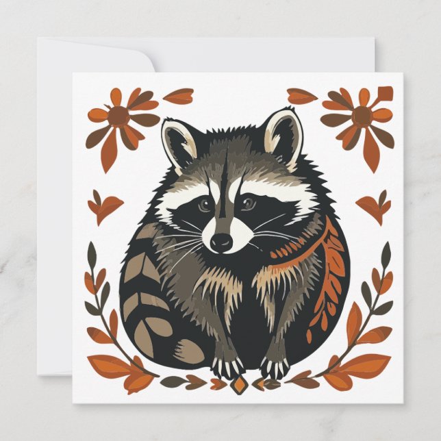 Whimsical Racoon Woodland Animal Folk or Tribal A (Front)