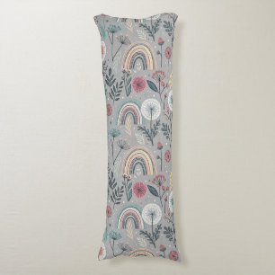 Whimsical Rainbow and Botanical Body Cushion