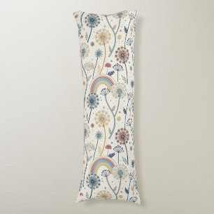 Whimsical Rainbow and Botanical Dandelions (2) Body Cushion