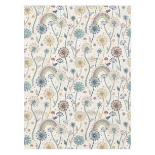 Whimsical Rainbow and Botanical Dandelions (2) Tablecloth