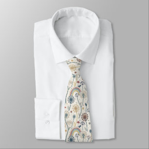 Whimsical Rainbow and Botanical Dandelions (2) Tie