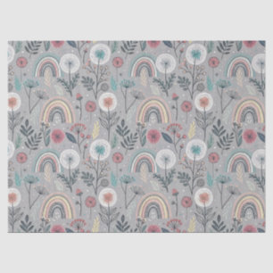 Whimsical Rainbow and Botanical Tissue Paper