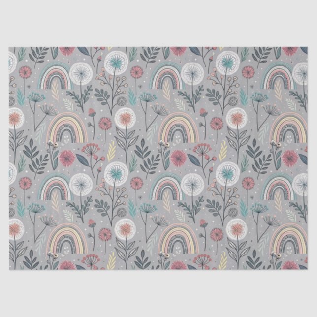 Whimsical Rainbow and Botanical Tissue Paper (Front)