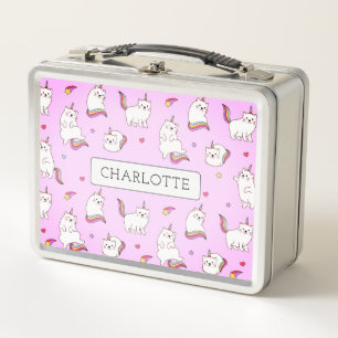 Whimsical Rainbow Cats Metal Lunchbox