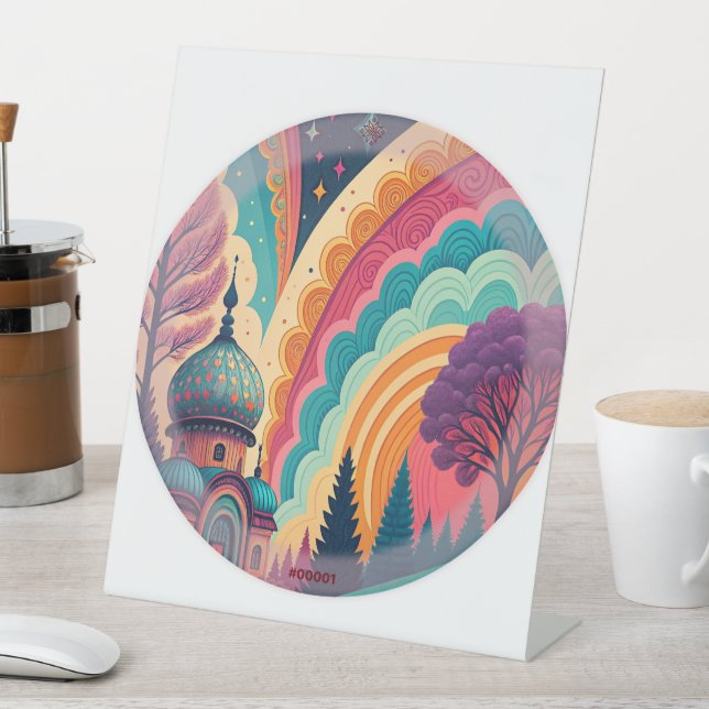 Whimsical Rainbow Dome Pedestal Sign – Customise (In SItu)