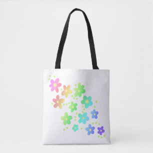 Whimsical Rainbow Flowers Tote Bag