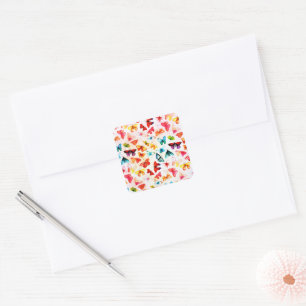 Whimsical Rainbow Forest Butterfly Watercolor Square Sticker