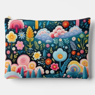 Whimsical Rainbow Garden Floral Fantasy Pattern Accessory Pouch
