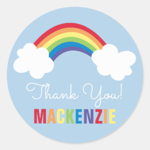Whimsical Rainbow Happy Birthday Party Sticker