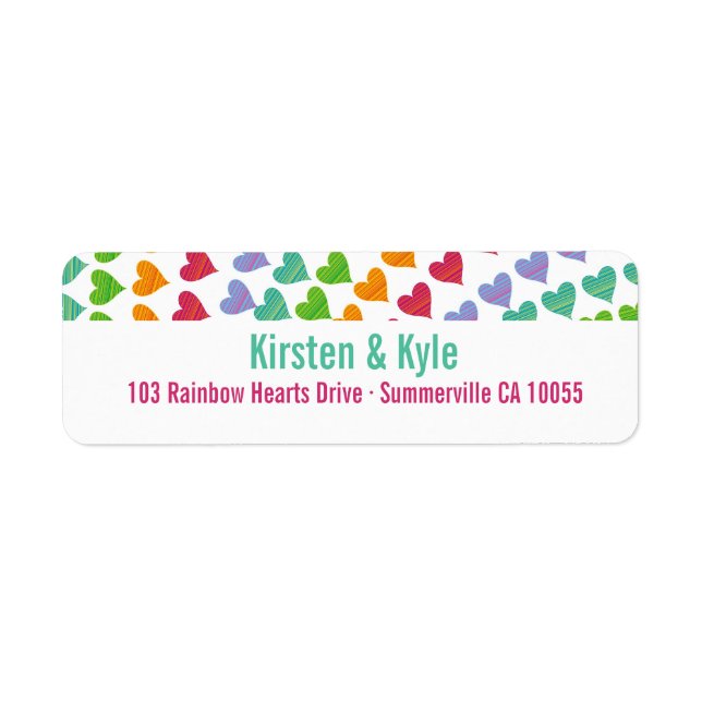 Whimsical Rainbow Heart Sprinkles Address Labels (Front)