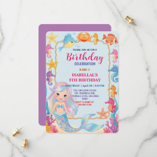 whimsical rainbow mermaid octopus star birthday pa save the date