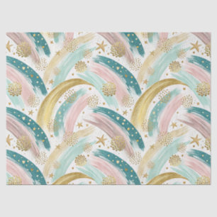 Whimsical Rainbow Pastel Abstract with Gold Stars Tissue Paper