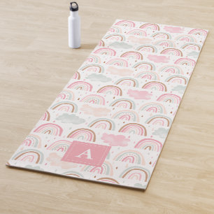 Whimsical Rainbow Pattern Monogram Yoga Mat