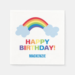 Whimsical Rainbow Personalised Birthday Napkins