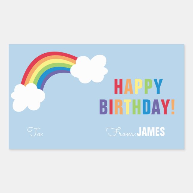 Whimsical Rainbow Personalised Gift Sticker (Front)