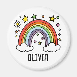 Whimsical Rainbow Personalised Girls Magnet