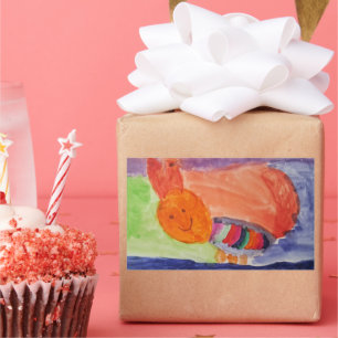 Whimsical Rainbow Squirrel Birthday Rectangular Sticker