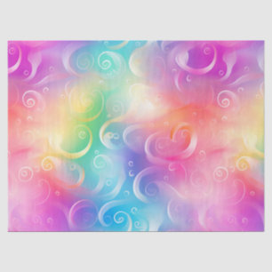 Whimsical Rainbow Swirl Decoupage Tissue Paper