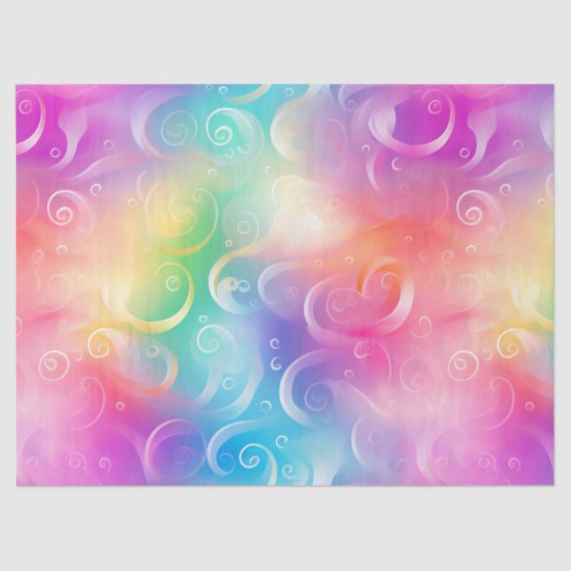 Whimsical Rainbow Swirl Decoupage Tissue Paper (Front)