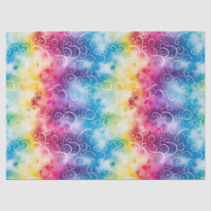 Whimsical Rainbow Swirl Decoupage Tissue Paper