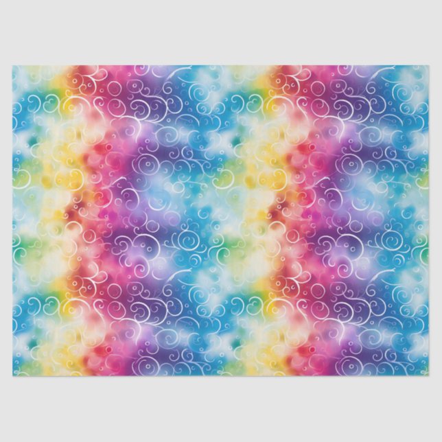 Whimsical Rainbow Swirl Decoupage Tissue Paper (Front)