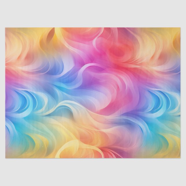 Whimsical Rainbow Swirl Decoupage Tissue Paper (Front)