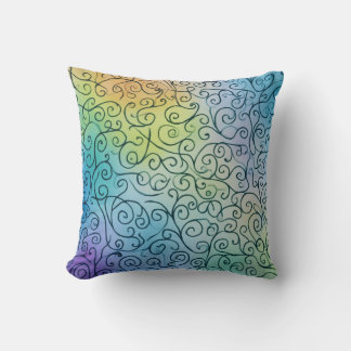 Whimsical Rainbow Swirl Pattern Abstract Colourful Cushion