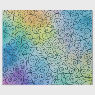 Whimsical Rainbow Swirl Pattern Abstract Colourful Wrapping Paper
