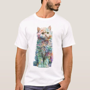 Whimsical Rainbow Textured Pastel Fluffy Cat Men T-Shirt