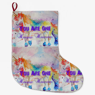 Whimsical Rainbow Unicorn Art Christmas Stocking