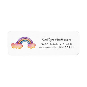 Whimsical Rainbow Watercolor Return Address Return Address Label