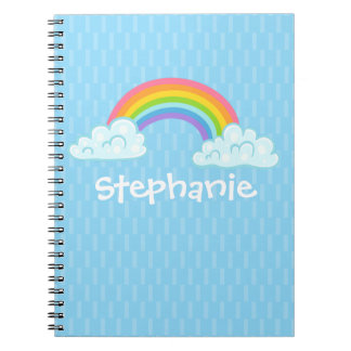Whimsical Rainbow with Custom Name Spiral Notebook