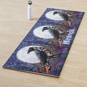 Whimsical Raven Moon Floral Personalised Yoga Mat