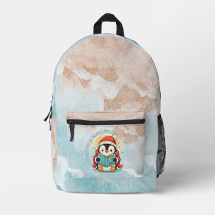 Whimsical Reading Penguin Aesthetic Scholar Printe Printed Backpack